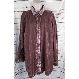 Torrid Lizzie Velvet Button Up Tunic Top 1 1X NEW Wild Ginger Fairy Whimsigoth